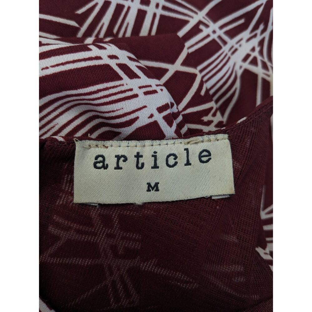 Article Medium Halter Shift Mini Dress Maroon White Abstract Print Sleeveless - Picture 14 of 15